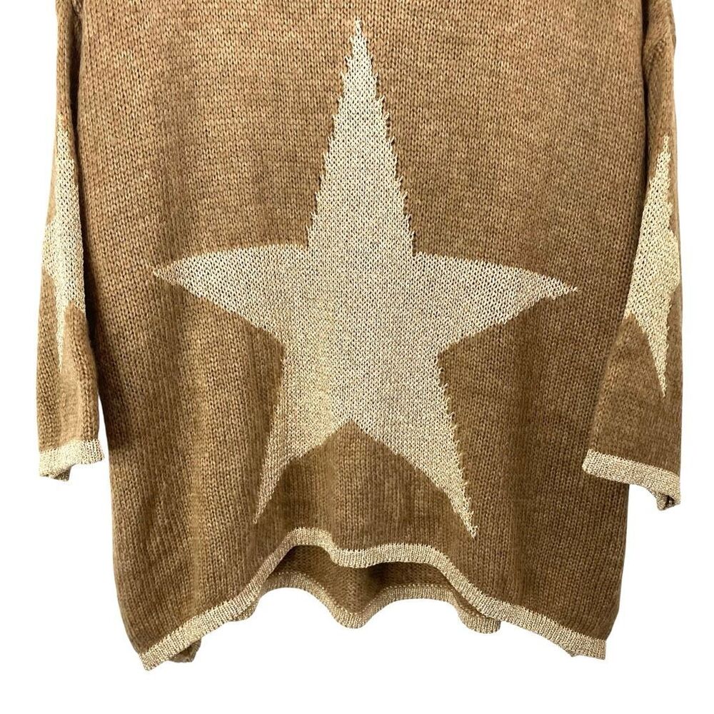 Brand Bazar wool blend metallic star boxy sweater Size 2 made in Italy lagenlook - Picture 6 of 8